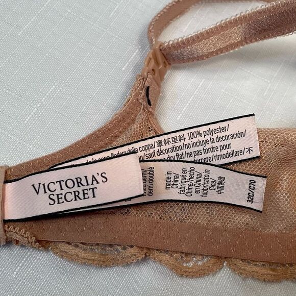 TAUPE VICTORIA’s SECRET DREAM ANGELS LINED DEMI BRA 32C - Picture 5 of 7
